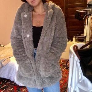 Faux Fur Jacket w/ Hoodie